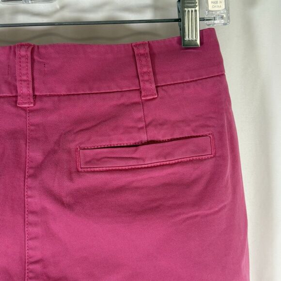 J. Crew Chino Shorts Women's 0 Pink Flat Front 4" Inseam Cotton Blend Button Zip - Picture 8 of 9